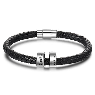 Men’s Custom Braided Leather Name Bracelet